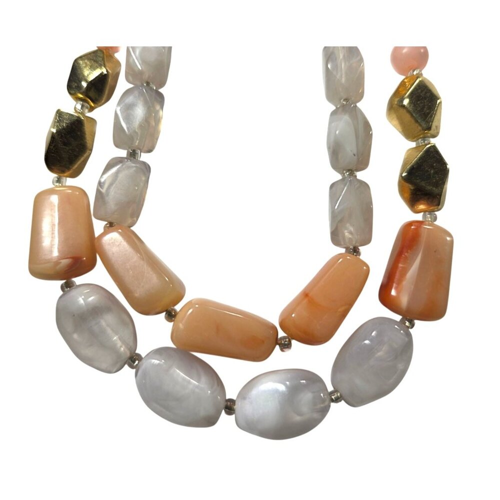 Multi-Strand Beaded Necklace Gold-Tone Chain loft womens Jewelry spring